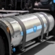 Hydrogen tank attached to a truck