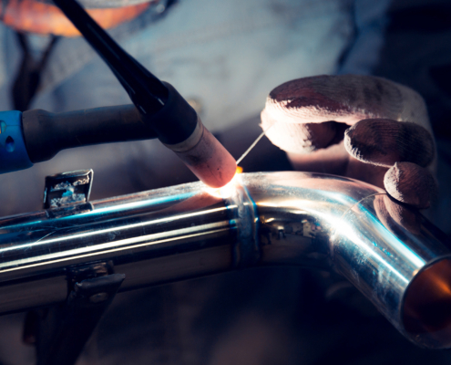 TIG welding of polished stainless steel pipe